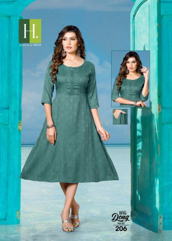 Hirwa Ding Dong 2 Ethnic Rayon Wear Anarkali Kurti Collection